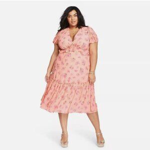 LoveShackFancy Pink Floral Midi Dress